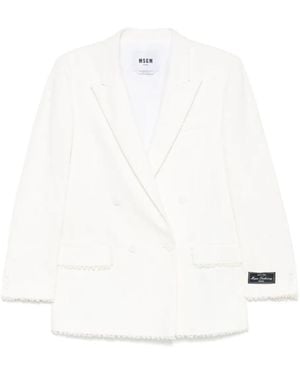 MSGM Textured Blazer - White
