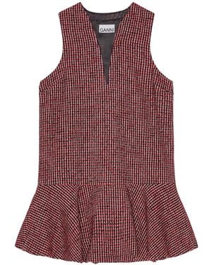 Ganni Checked Mini Dress - Red