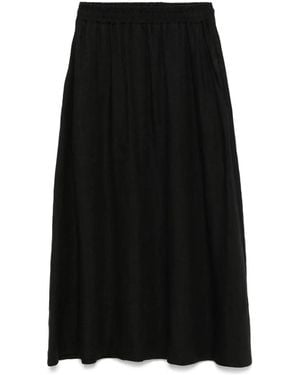 Kaos Falda midi de lino - Negro