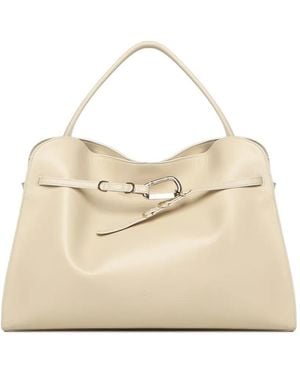 Francesco Biasia Buckle Leather Tote Bag - Natural