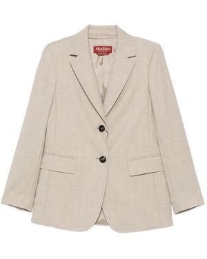 Max Mara Single-Breasted Notched-Lapel Blazer - White
