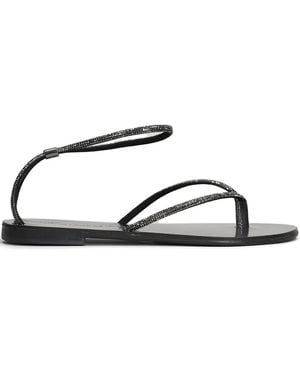 NICOLAS LAINAS Crystal-Embellished Flat Sandals - White