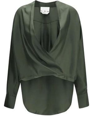 Sa Su Phi Draped Silk Blouse - Green