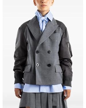 Sacai Double-Breasted Hybrid Jacket - Grey