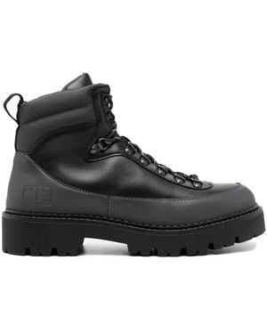 Tommy Hilfiger Panelled Leather Boots - Black