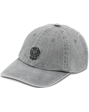 sunflower Flower-Embroidered Faded-Finish Baseball Cap - Gray