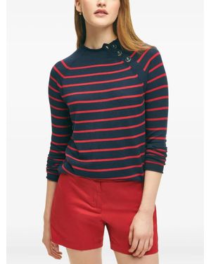 Brooks Brothers Sweat Rayé À Boutons Ancre - Rouge