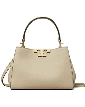 Tory Burch Double-T Logo Satchel - Natural