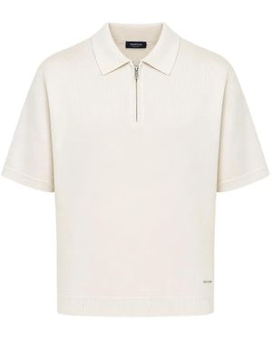 Tombolini Zip-Fastening Knitted Polo Shirt - White