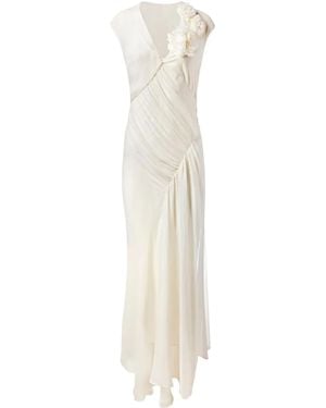 Alejandra Alonso Rojas Drapiertes Chiffonkleid - Weiß