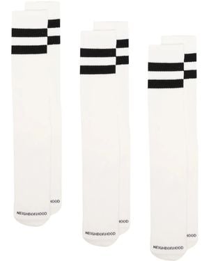 Neighborhood Ribbed-Knit Socks (Pack Of Three) - White