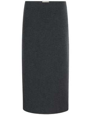 KHAITE Patri Pencil Wool Midi Skirt - Blue