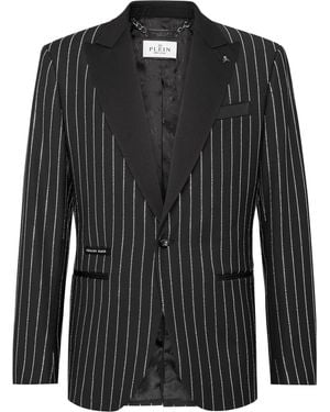 Philipp Plein Crystal-Embellished Single-Breasted Blazer - Black