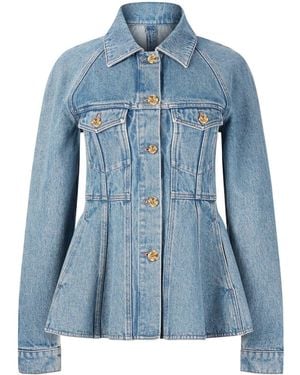 Nina Ricci Peplum Denim Jacket - Blue