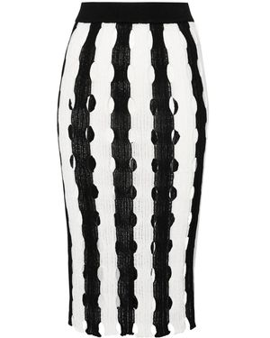 Pinko Cut-Out Striped Midi Skirt - Black