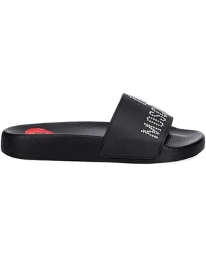 Love Moschino Rhinestone-Embellished Slides - Black