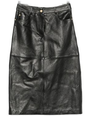 Max Mara Gita Leather Panelled Midi Skirt - Grey