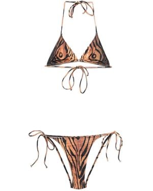 Jean Paul Gaultier Bikini À Tigre Imprimé - Blanc