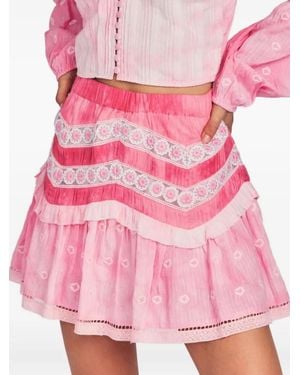 LoveShackFancy Felice Tie-Dye Mini Skirt - Pink