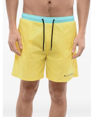 John Richmond Logo-Print Drawstring Swim Shorts - Yellow