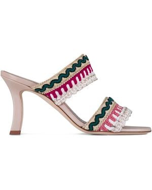 Manolo Blahnik Mabecomu Embroidered Two-Strap Sandals - Pink