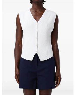 ARMANI EXCHANGE Ribbed-Knit V-Neck Gilet - Blue