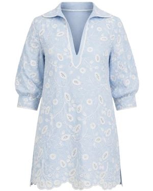 Jonathan Simkhai Vestido Freya Corto Bordado - Azul