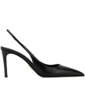 Prada Leather Heeled Court Shoes - Black