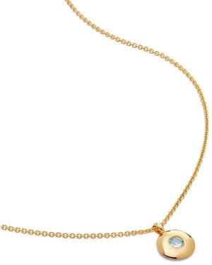 Monica Vinader 18Kt Recycled Vermeil Birthstone Aquamarine Pendant Necklace - Metallic
