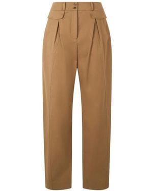 Alberta Ferretti Pleated Straight-Leg Pants - Natural