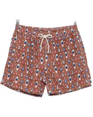 MC2 Saint Barth Graphic-Print Drawstring Swim Shorts - Red