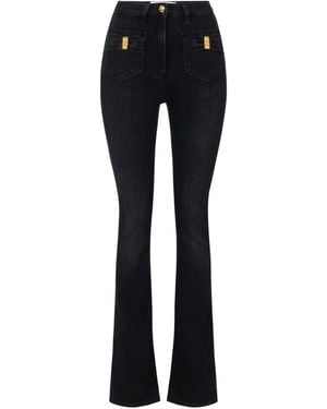 Elisabetta Franchi Logo-Plaque Jeans - Blue