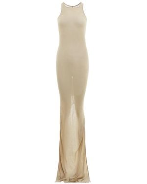 Rick Owens Ribbed Semi-Sheer Maxi Dress - White