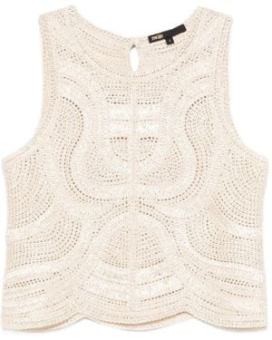 Maje Crochet Cropped Top - Natural