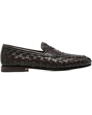 Santoni Carlos Woven Leather Loafers - Bianco