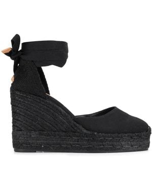 Castañer Carina Raffia Wedge Espadrilles - Black