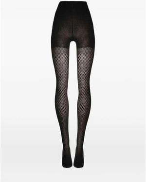 Wolford Jacquard-Pattern Merino-Blend Tights - Black