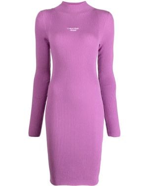 Calvin Klein Vestido Ajustado Con Logo - Morado