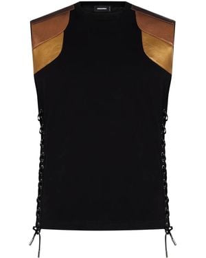 DSquared² Panelled Lace-Up Tank Top - Black