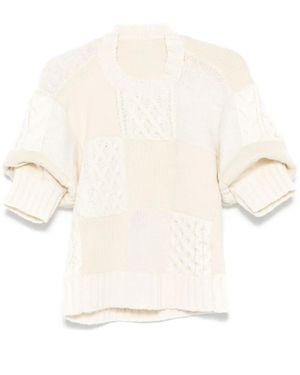 Sacai Jersey corto de manga farol - Blanco