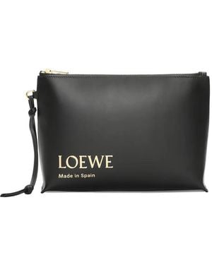 Loewe Logo-Print Clutch Bag - Grey