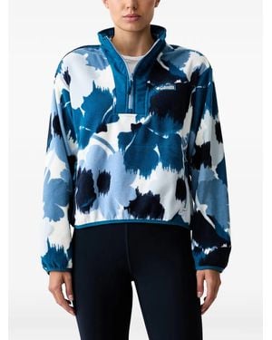 Columbia Sequoia Grove Floral-Print Quarter-Zip Sweatshirt - Blue