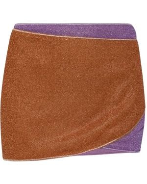 Oséree Lurex-Thread Wrap-Style Skirt - Brown