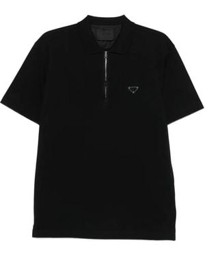 Prada Zip-Fastening Polo Shirt in Black for Men | Lyst UK