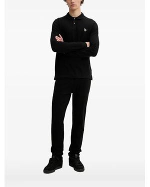 Paul Smith Zebra-Emblem Long-Sleeve Polo Shirt - Black