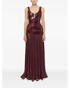 Nissa Sequin-Embellished Crystal-Detail Maxi Dress - Purple