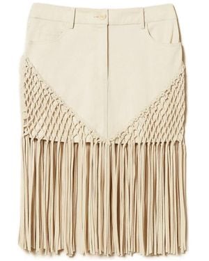 Twinset Fringed Mini Skirt - Natural