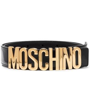 Moschino Cintura nera con logo in oro - Nero