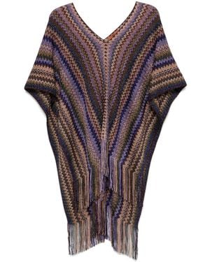 Missoni Signature-Zigzag-Woven Poncho - Brown