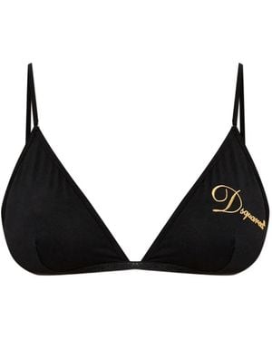 DSquared² Logo-Embroidered Bralette - Black